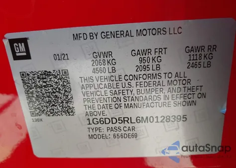 2021 Cadillac Ct4 V-Series from USA, damaged, VIN 1G6DD5RL6M0128395